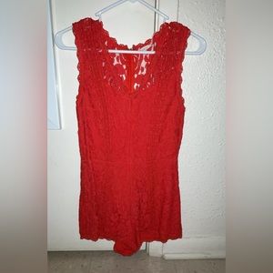 Blu Pepper Red Lace Romper